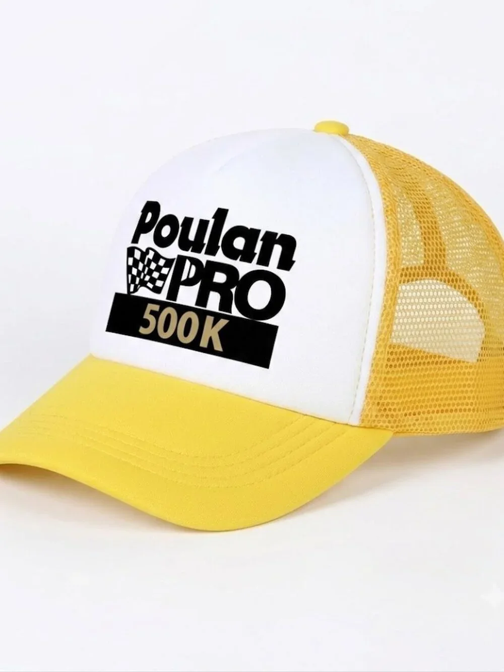 Poulan PRO 500K Chainsaw Printed Yellow White Foam Trucker Hat Snapback New 80s